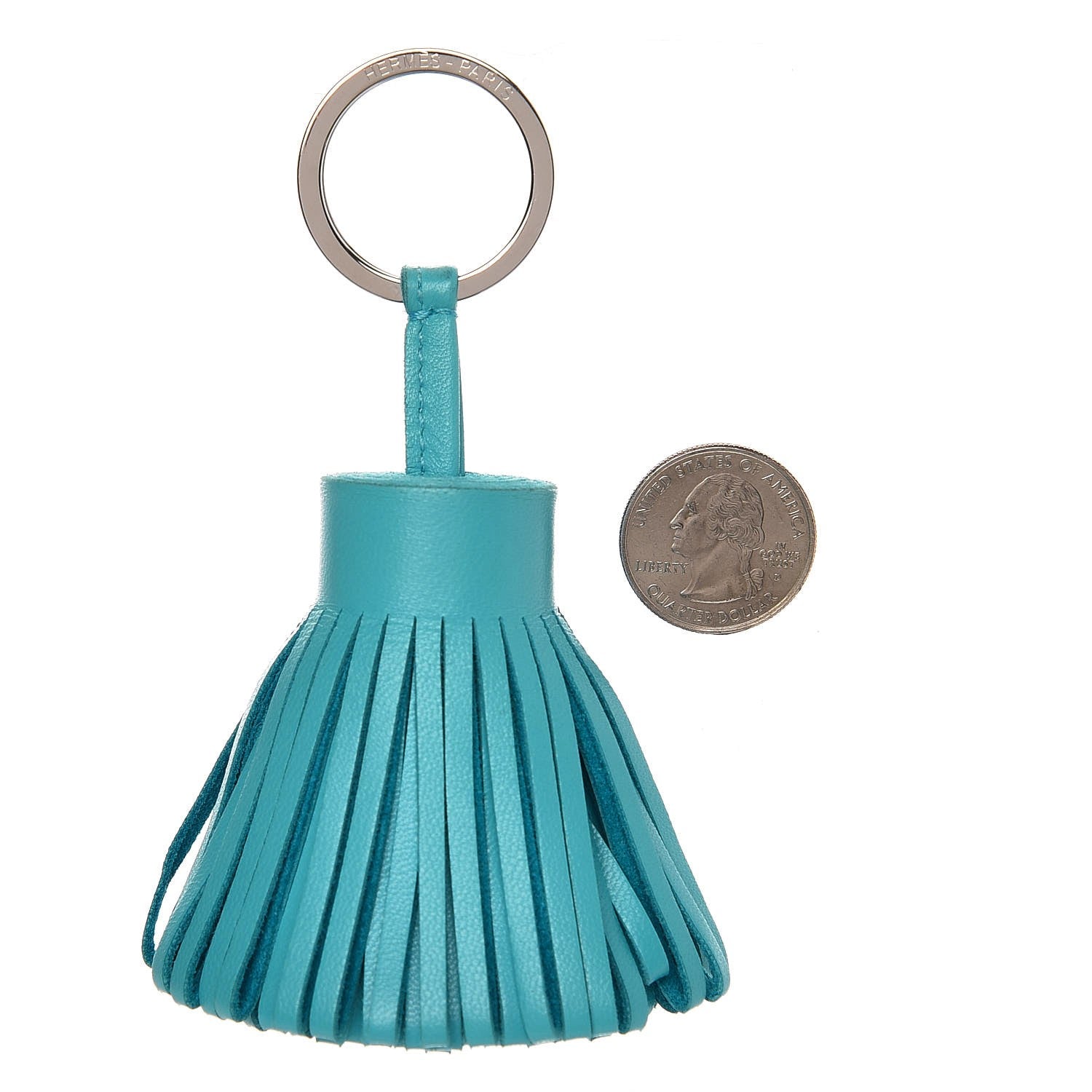 Hermes Lambskin Carmen Tassel Key Holder Bleu Azteque 2 of 4