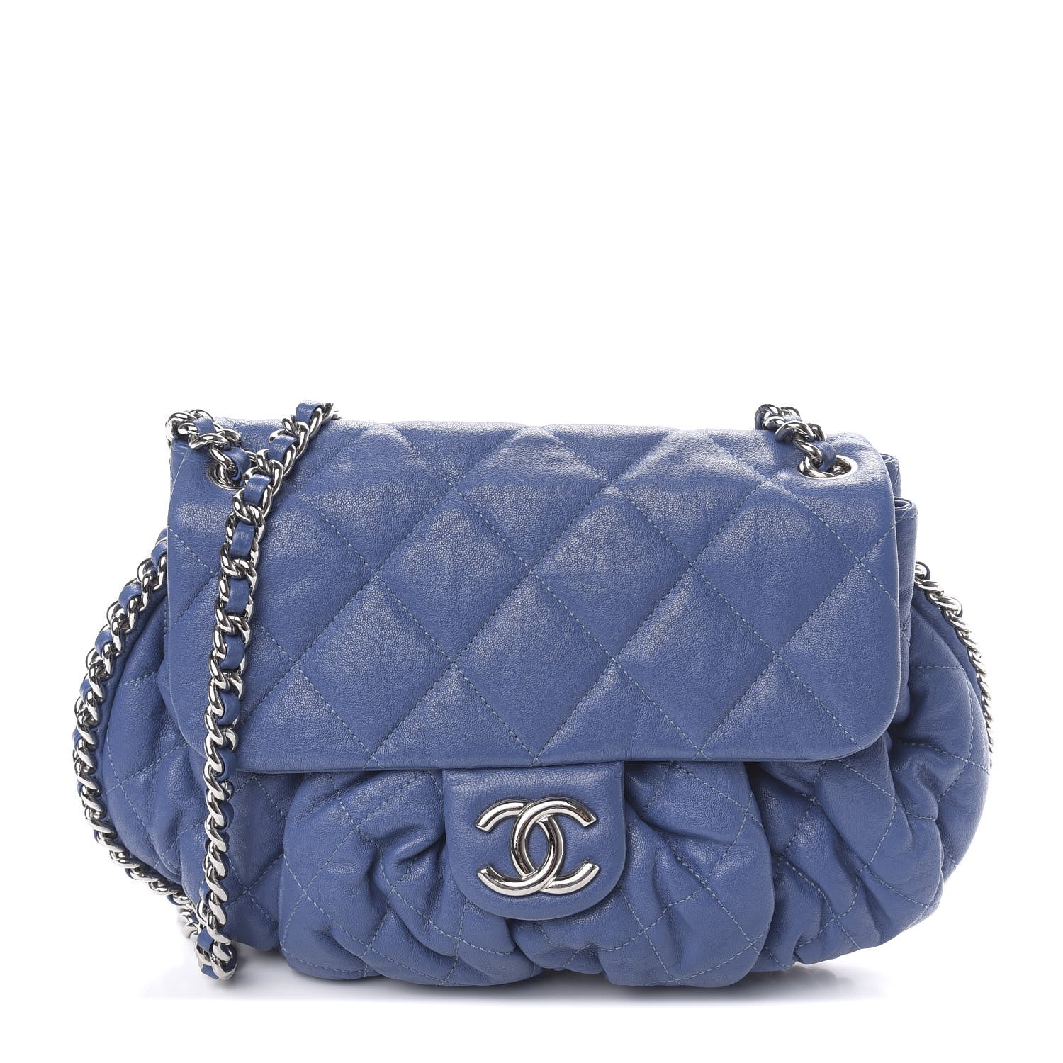 Chanel Washed Lambskin Quilted Mini Chain Around Flap Blue 1 of 10