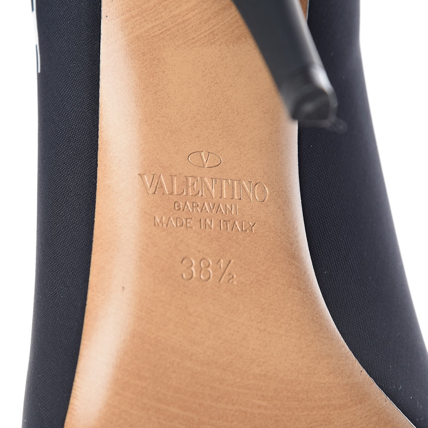 Eco Leather VLTN 100mm Sock Booties 38.5 Black White
