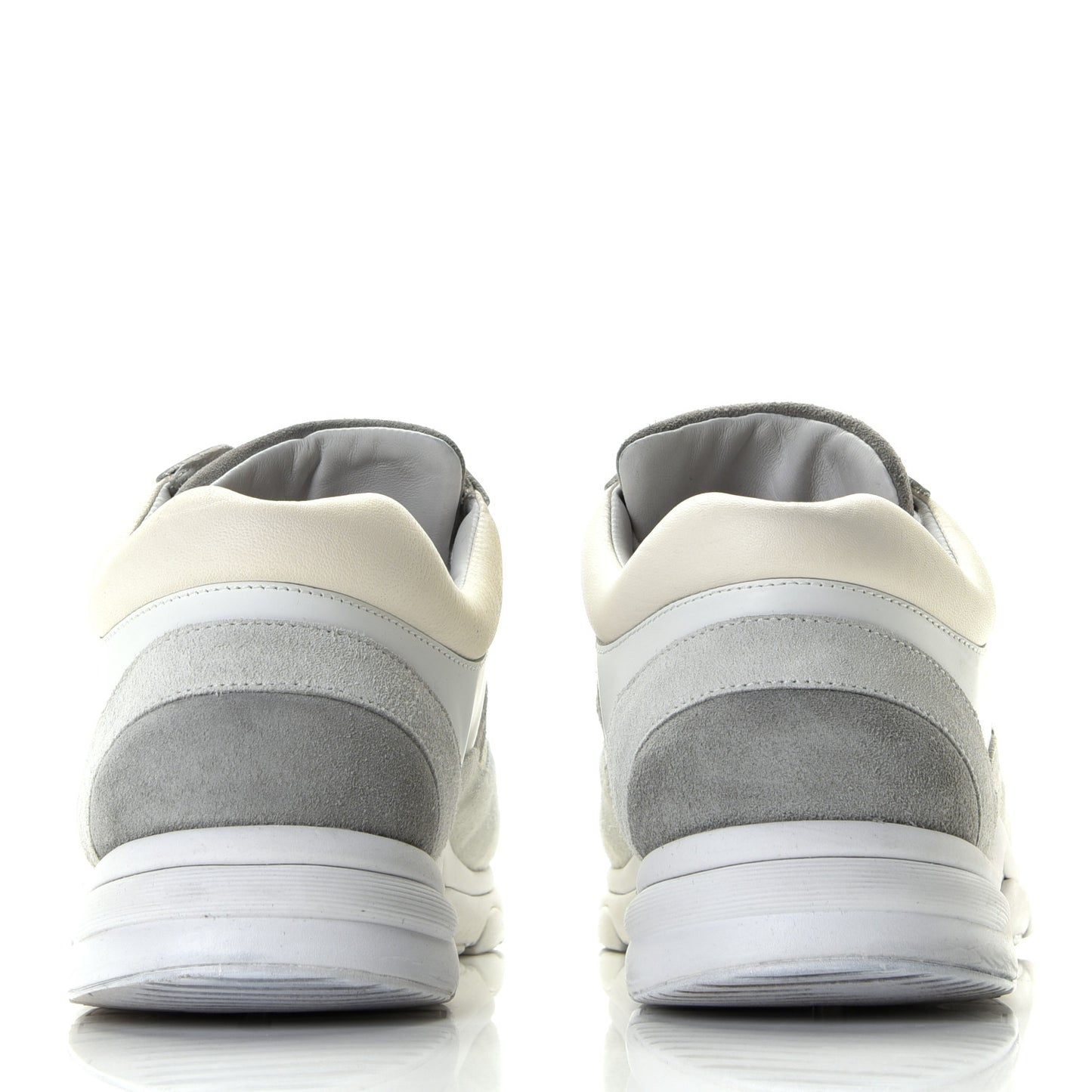 Suede Calfskin Mens CC Sneakers 45 White Grey Blue