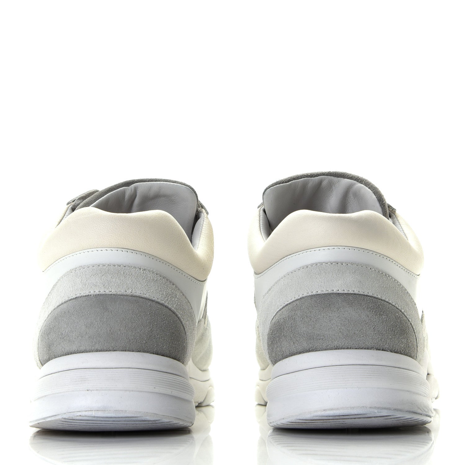 Chanel Suede Calfskin Mens CC Sneakers 45 White Grey Blue 5 of 9