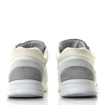 Chanel Suede Calfskin Mens CC Sneakers 45 White Grey Blue 5 of 9
