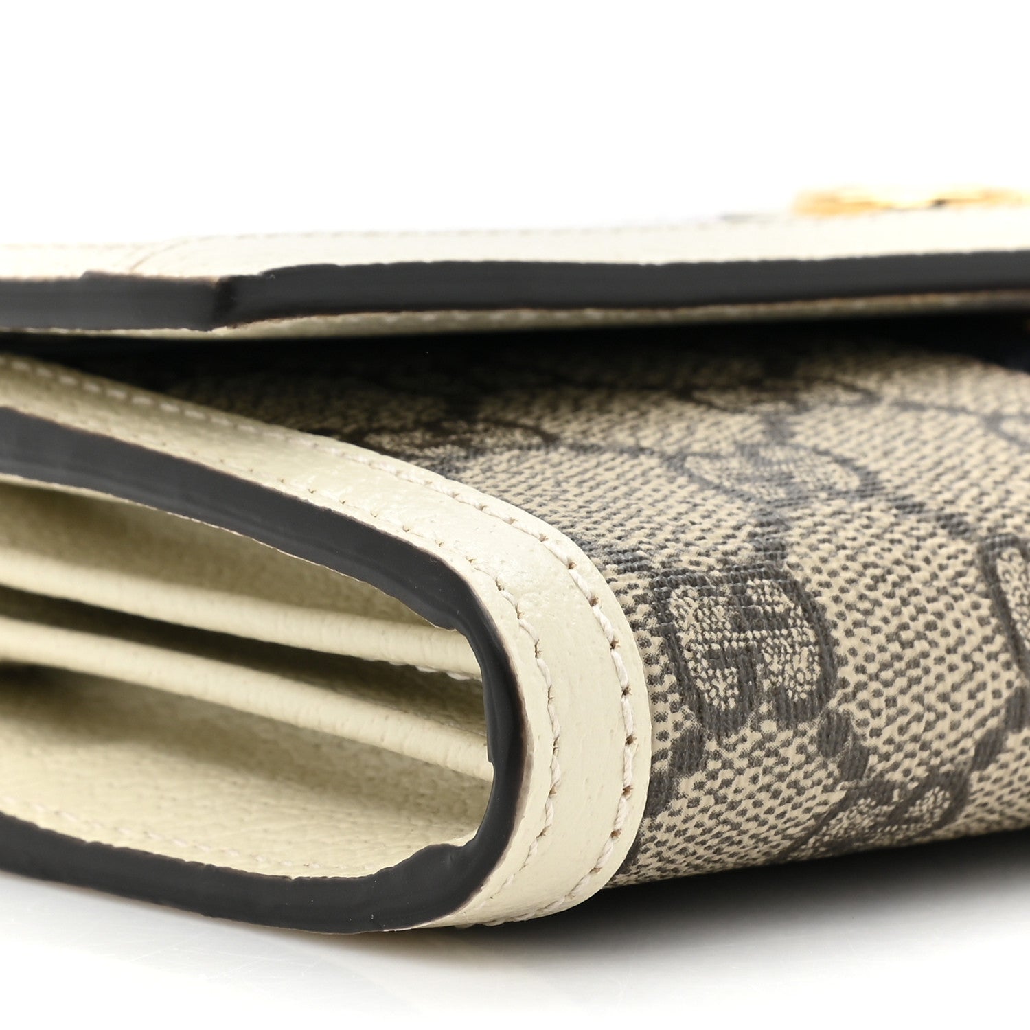 Gucci GG Supreme Monogram Textured Calfskin Web Ophidia Continental Wallet Beige White 12 of 15