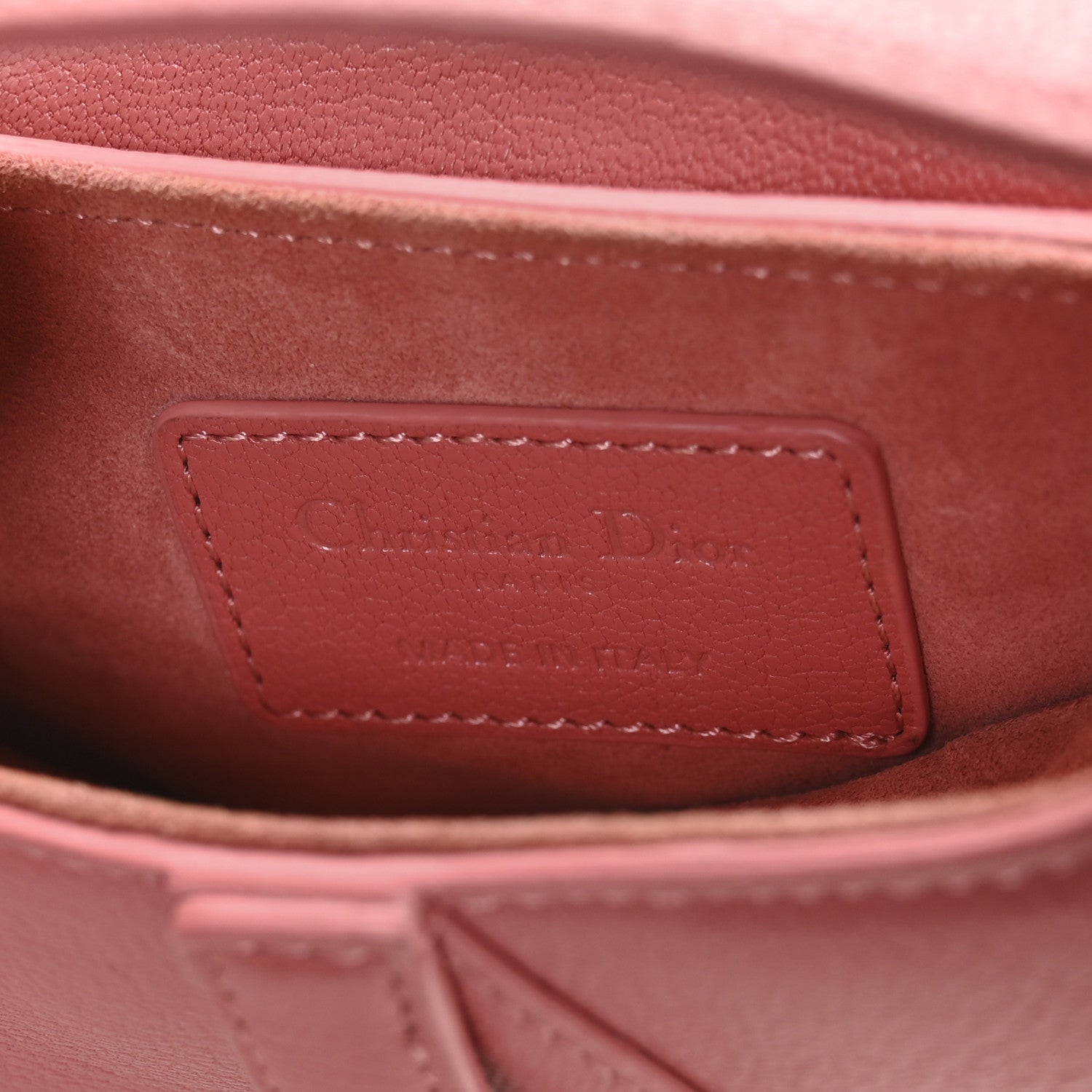 Christian Dior Goatskin Micro Saddle Bag With Strap Coral Powder 6 of 11