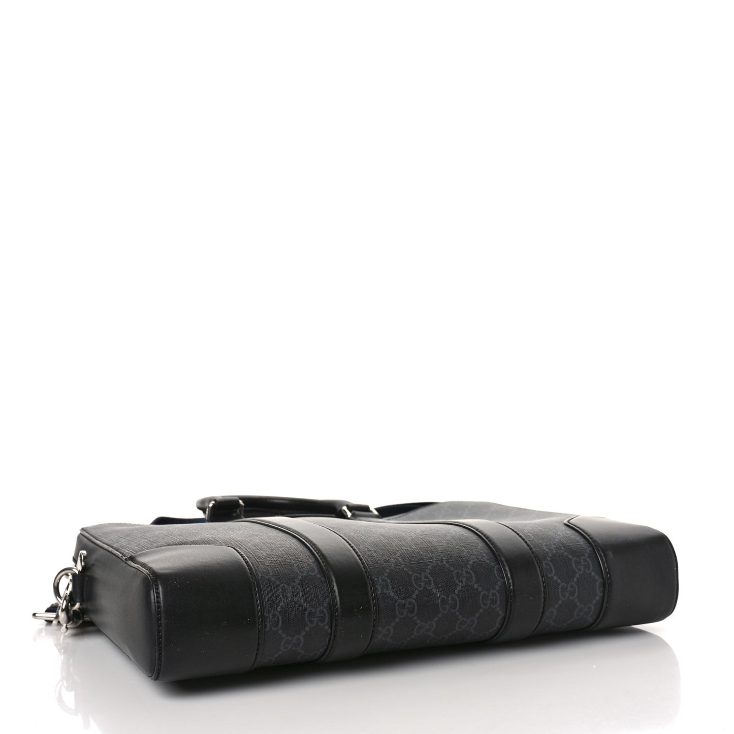 GG Supreme Monogram Appia Calfskin Web Briefcase Black