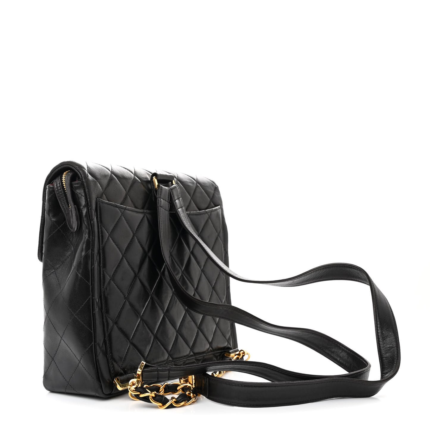 Lambskin Quilted Backpack Black