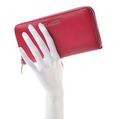 Saint Laurent Patent Grain De Poudre Classic Letters Zip Around Wallet Bubblegum 2 of 14