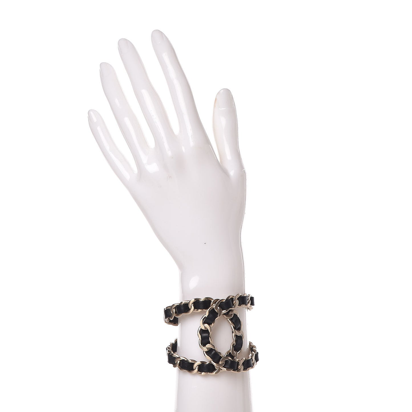 Lambskin Chain CC Cuff Black Gold