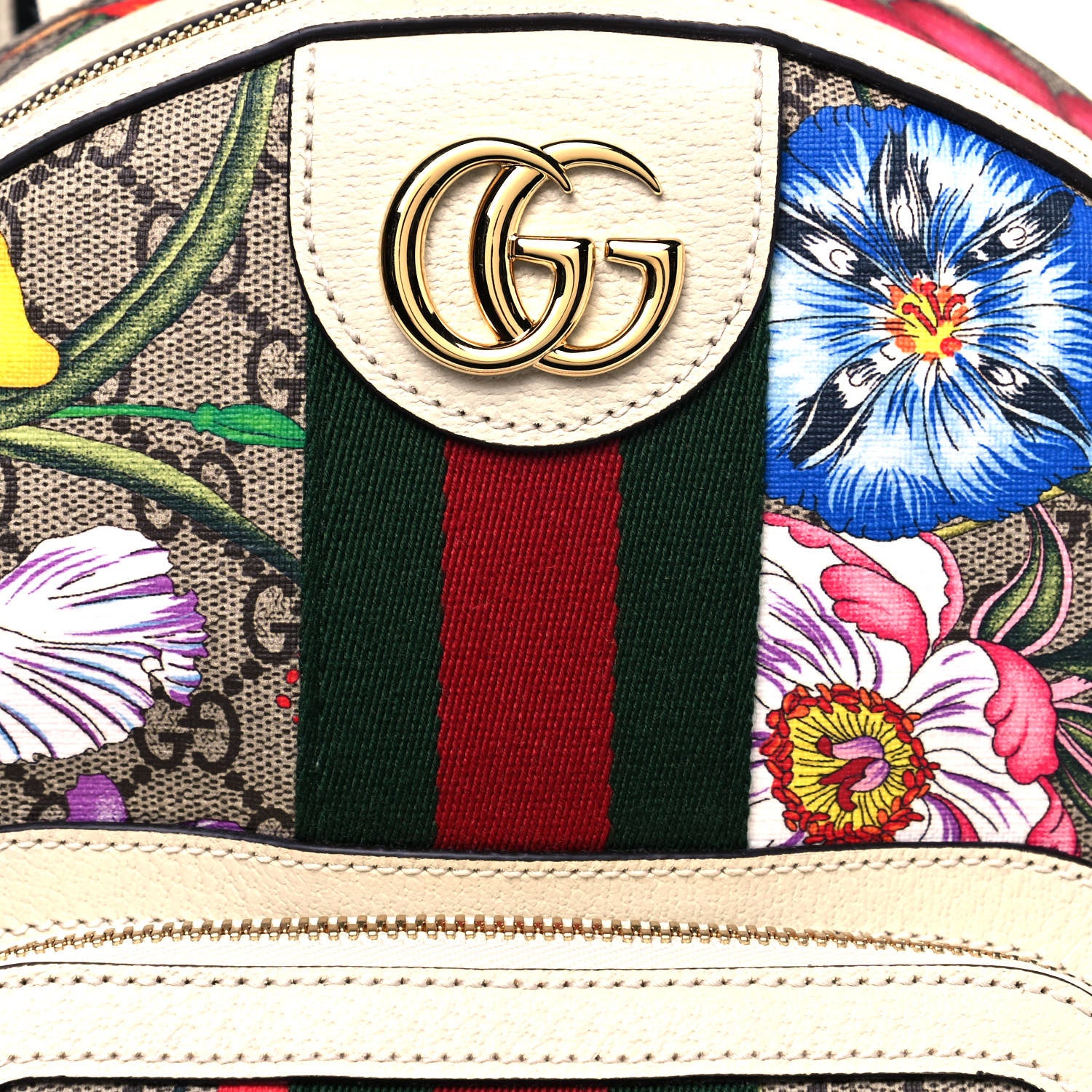 Gucci GG Supreme Monogram Flora Web Small Ophidia Day Backpack White 8 of 14