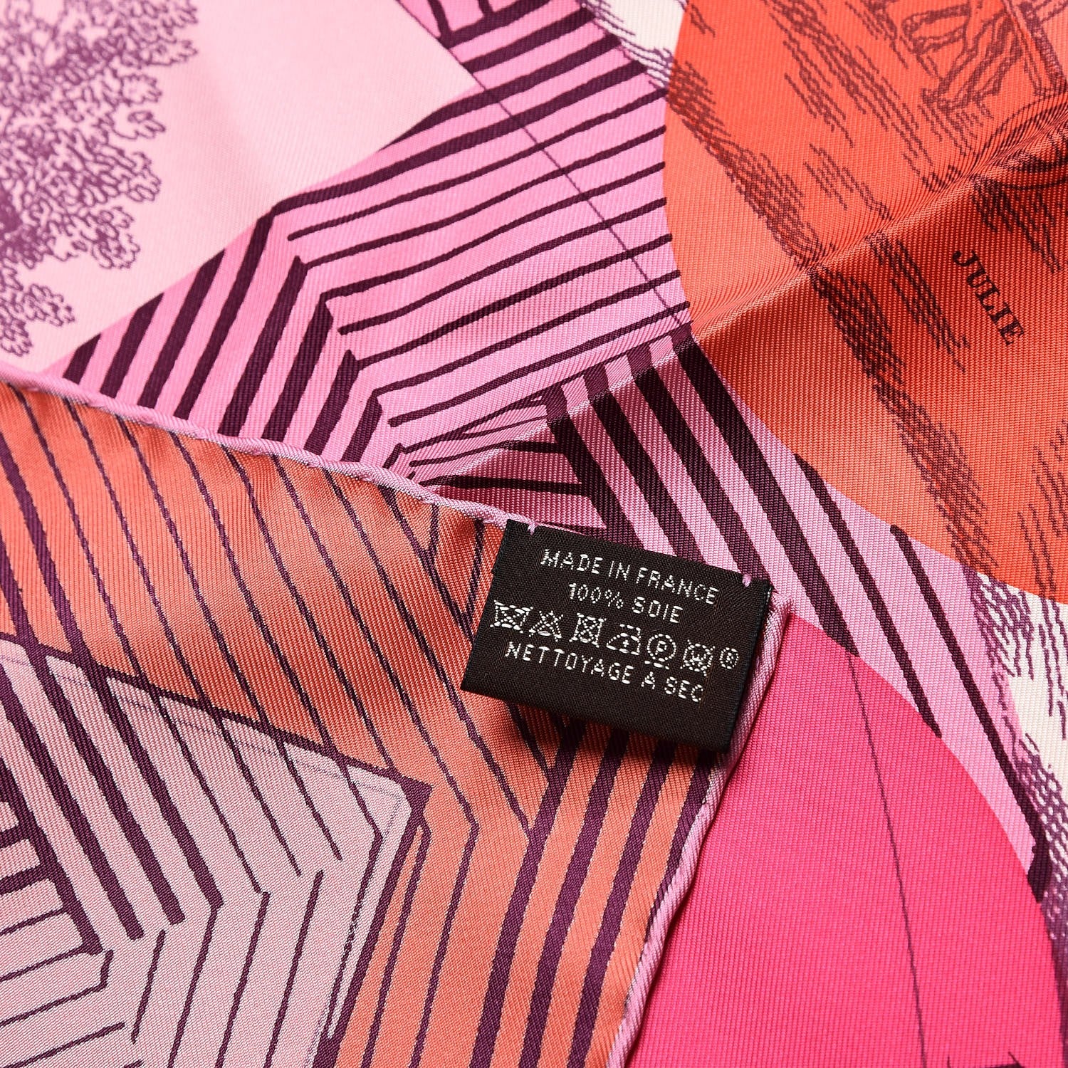 Hermes Silk Jeu Des Omnibus Remix Scarf 90 Rose Corail Fuchsia 4 of 4