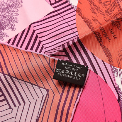Hermes Silk Jeu Des Omnibus Remix Scarf 90 Rose Corail Fuchsia 4 of 4