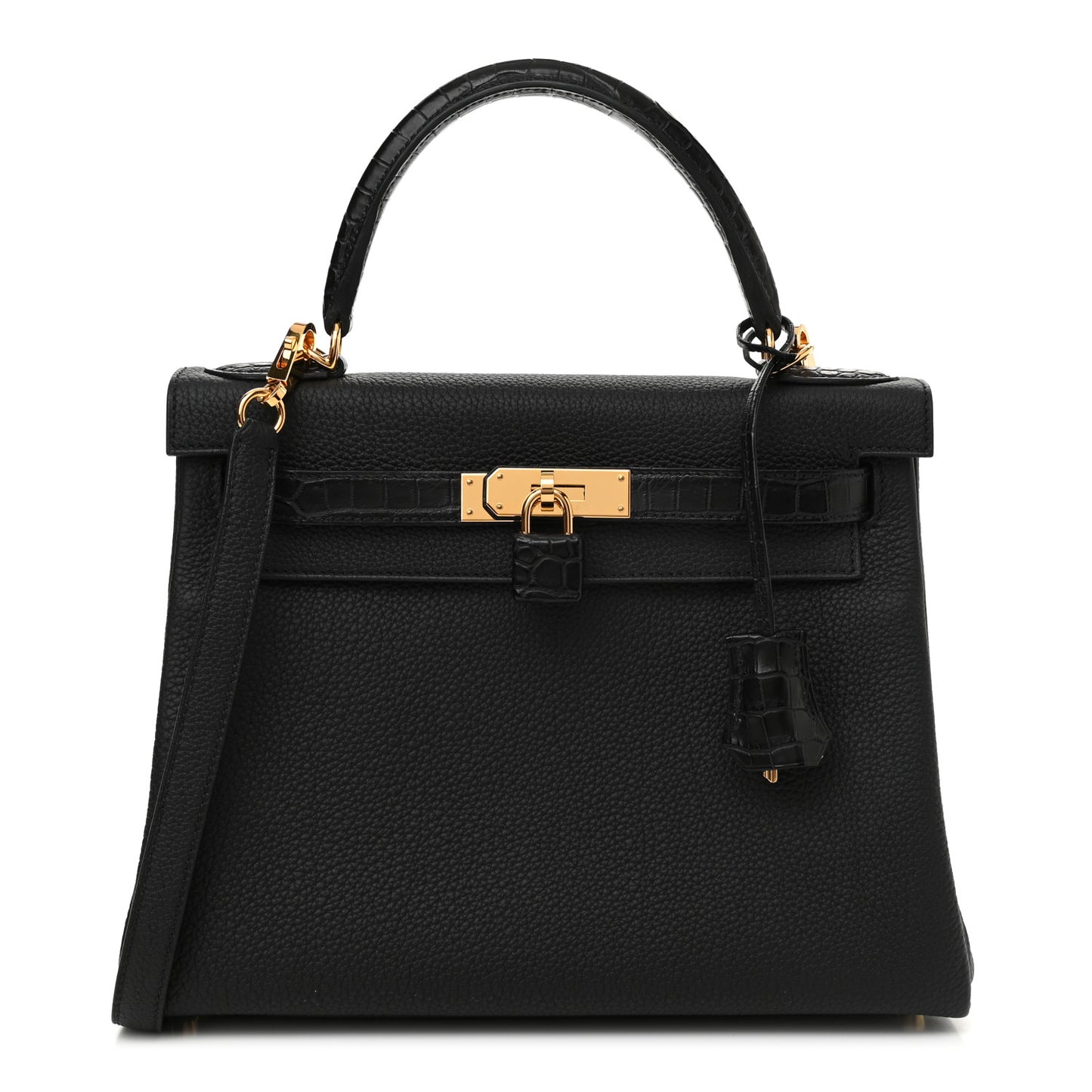 Togo Matte Porosus Crocodile Kelly Retourne Touch 28 Black