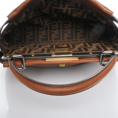 Fendi Goatskin Zucca Medium Peekaboo Iconic Satchel Cuoio Tobacco Moro 5 of 7