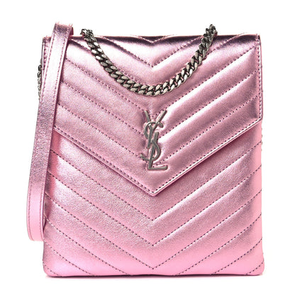 Saint Laurent Metallic Lambskin Matelasse Monogram Double Flap Bag Azalea 1 of 9
