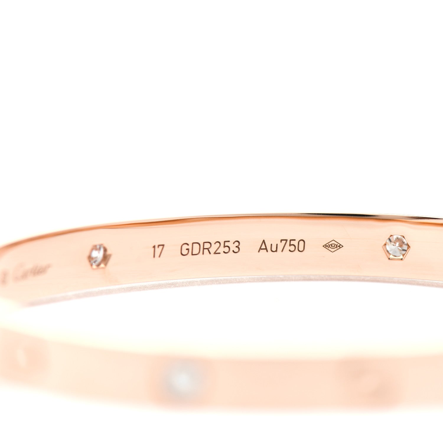 Cartier 18K Pink Gold 4 Diamond LOVE Bracelet 17 4 of 4