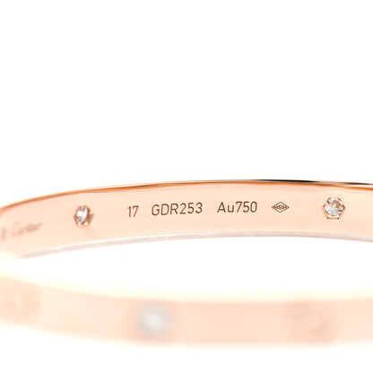 Cartier 18K Pink Gold 4 Diamond LOVE Bracelet 17 4 of 4
