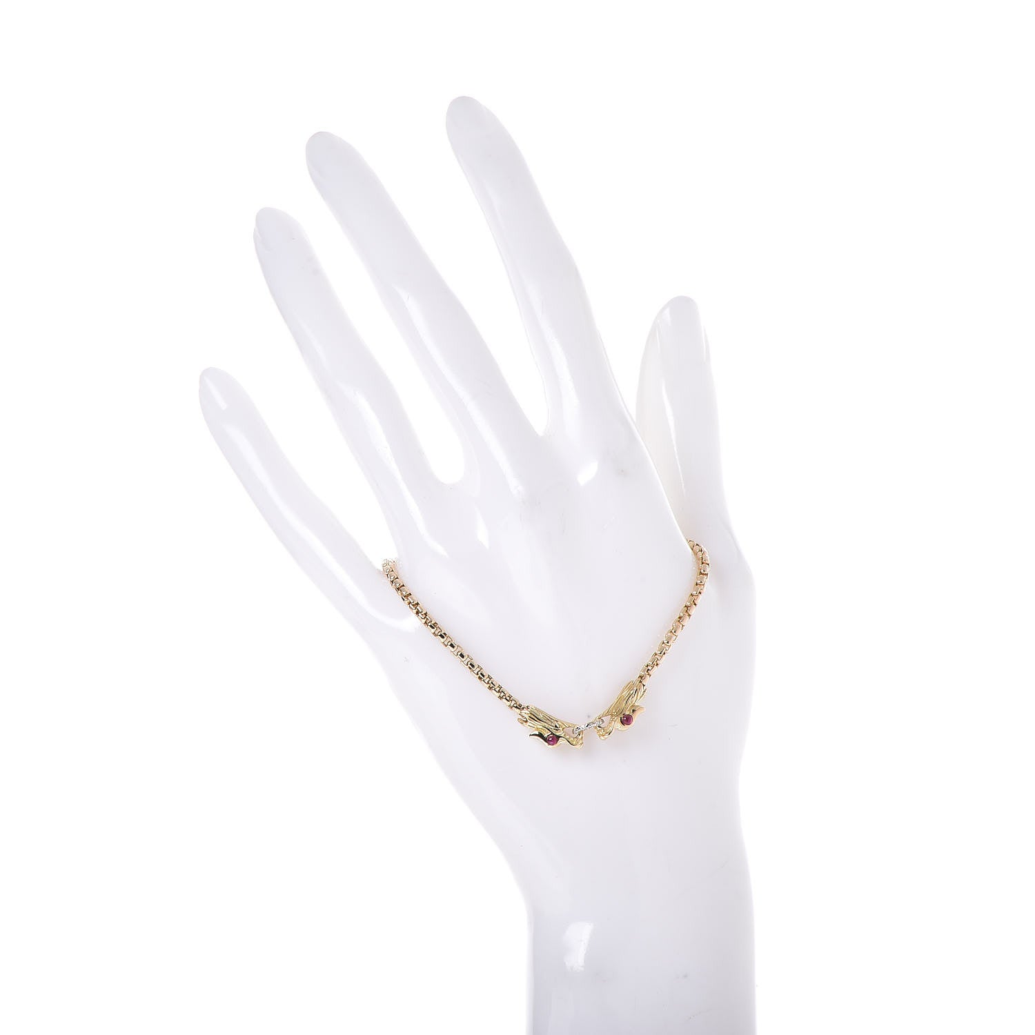 John Hardy 18K Yellow Gold Diamond Ruby Legends Naga Station Bracelet 2 of 5