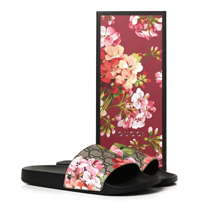 Gucci GG Supreme Monogram Blooms Slide Sandals 37 Beige Multicolor 11 of 11