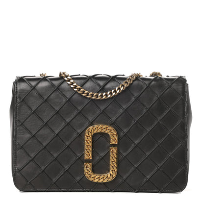 Marc Jacobs Natural Grain Calfskin Quilted Double J Quilted Bag Black 1 of 12
