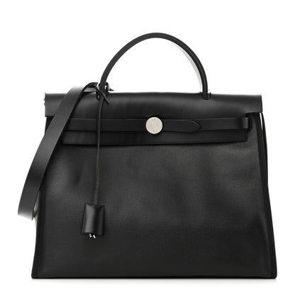 Hermes Toile H Berline Vache Hunter Herbag Zip PM 31 Black Ecru 3 of 12