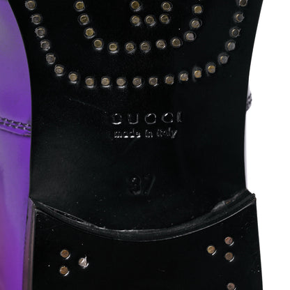 Gucci Cordovan Lux Ankle Boots 37 Shine Purple Black 6 of 11