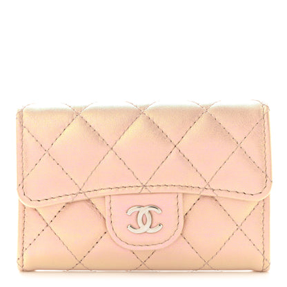 Chanel Iridescent Calfskin Quilted Flap Card Holder Wallet Pink 1 of 8