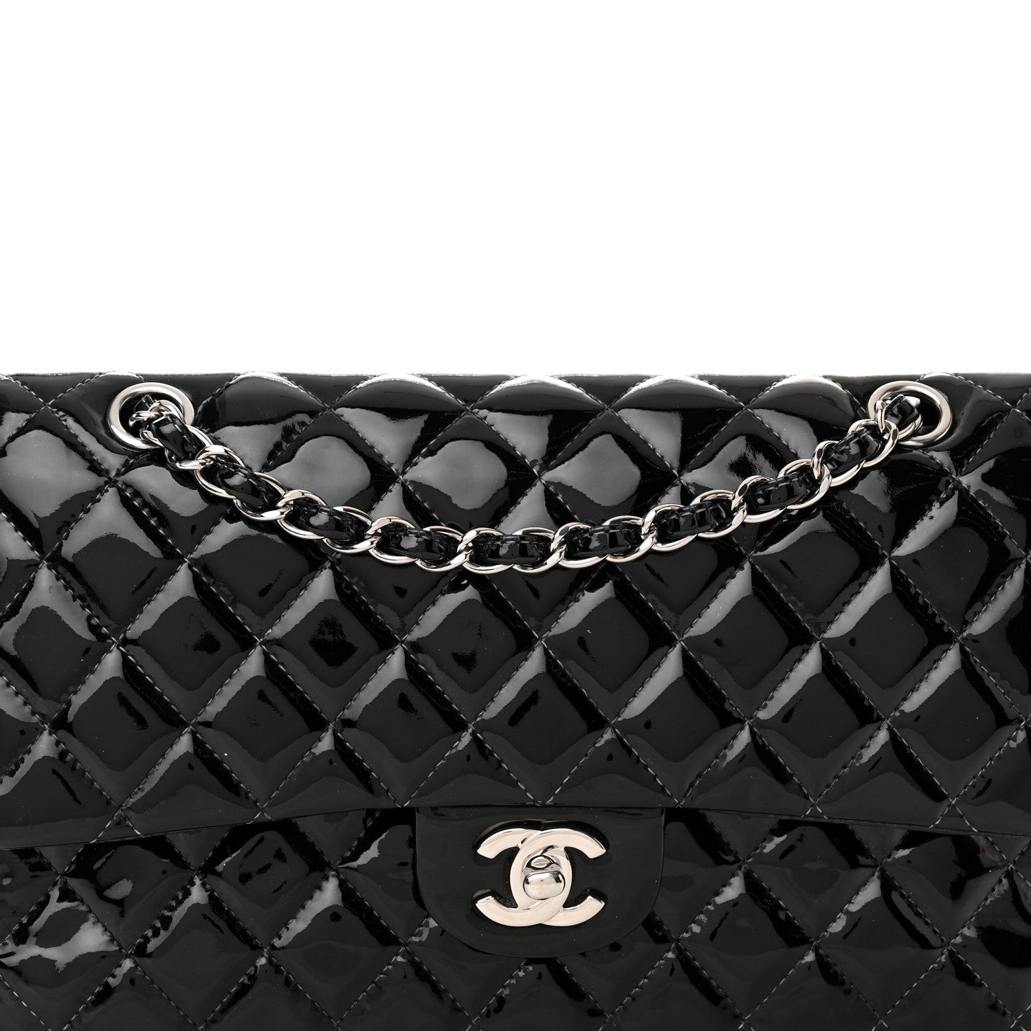 Chanel Patent Quilted Medium Double Flap Black 8 of 22