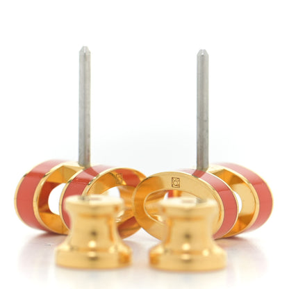 Hermes Gold Lacquered Mini Pop H Earrings Orange Fonce 3 of 7