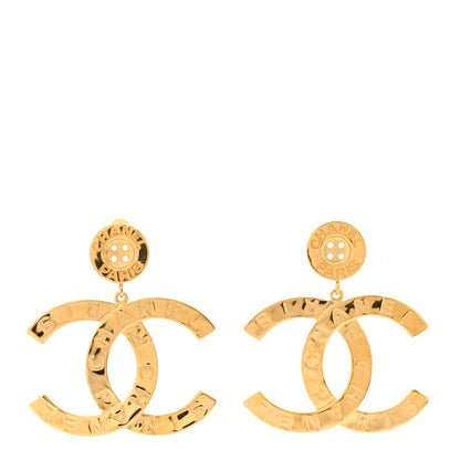 Chanel Metal Large Paris Button Earrings Gold 1 of 5