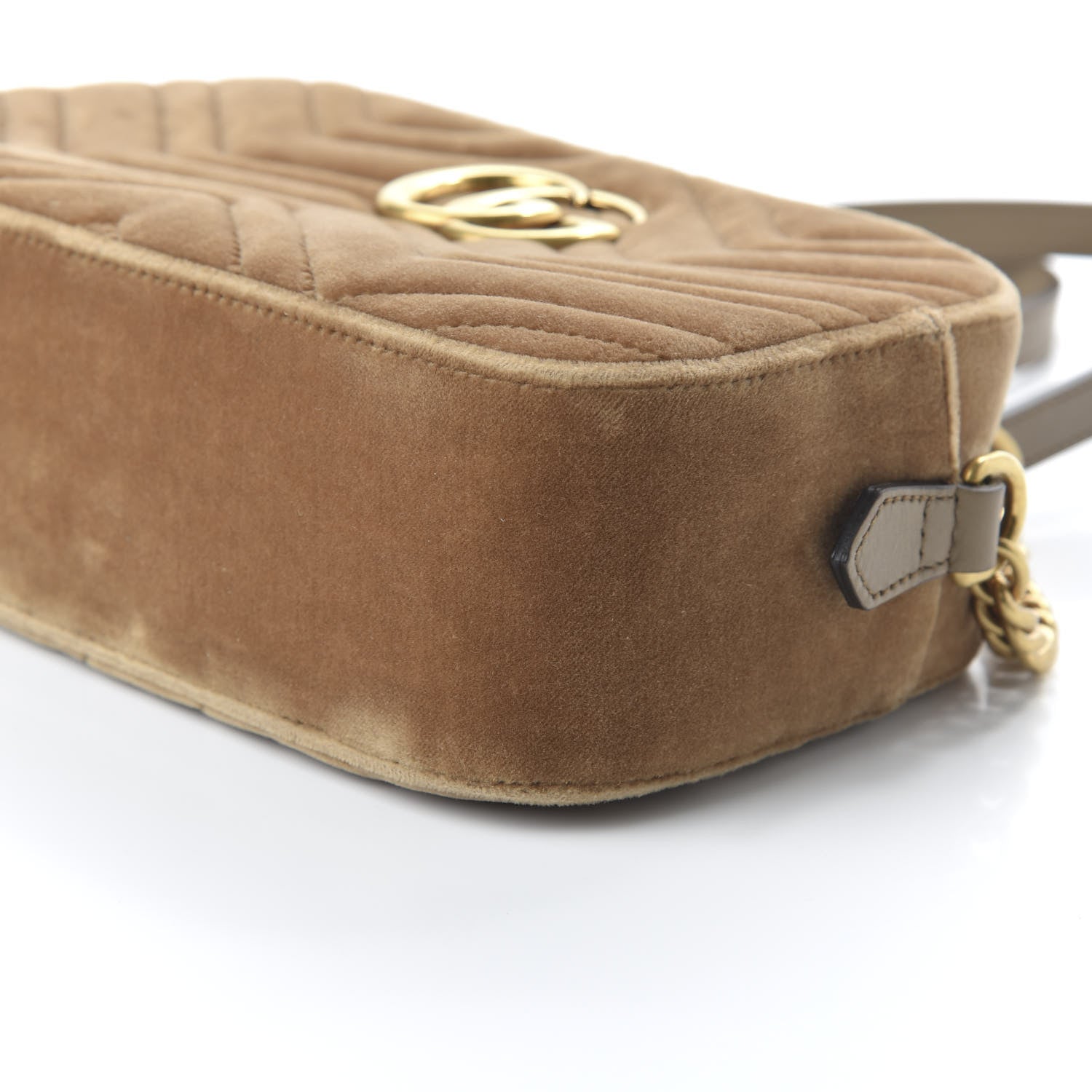 Gucci Velvet Matelasse Small GG Marmont Chain Shoulder Bag Taupe 7 of 11