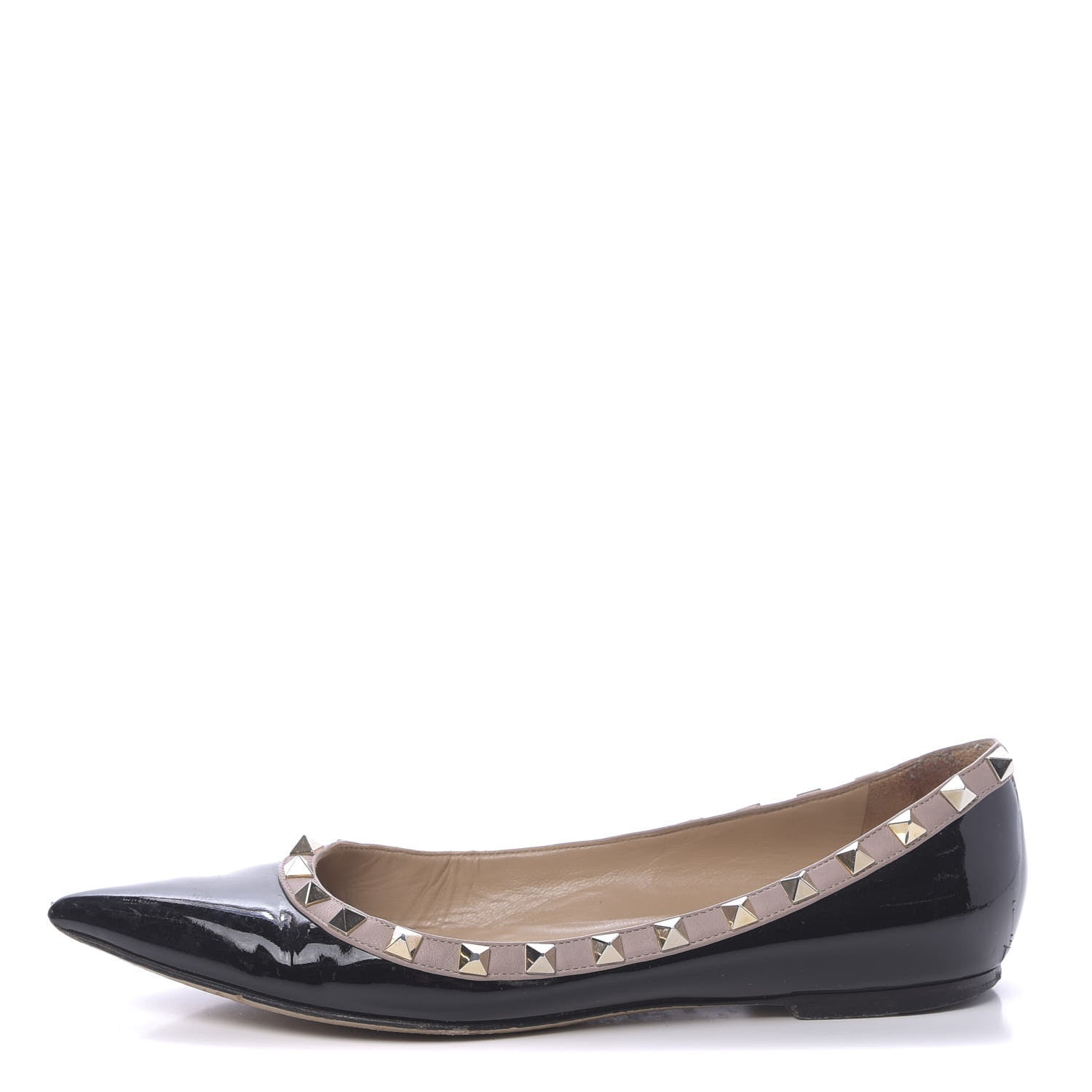 Valentino Garavani Patent Nappa Rockstud Ballerina Flats 38 Black Poudre 1 of 14