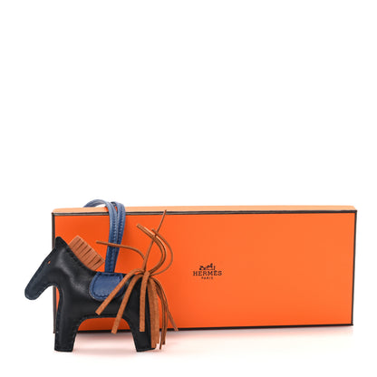 Hermes Milo Lambskin Grigri Rodeo Horse Bag Charm PM Black Bleu Encre Gold 5 of 5