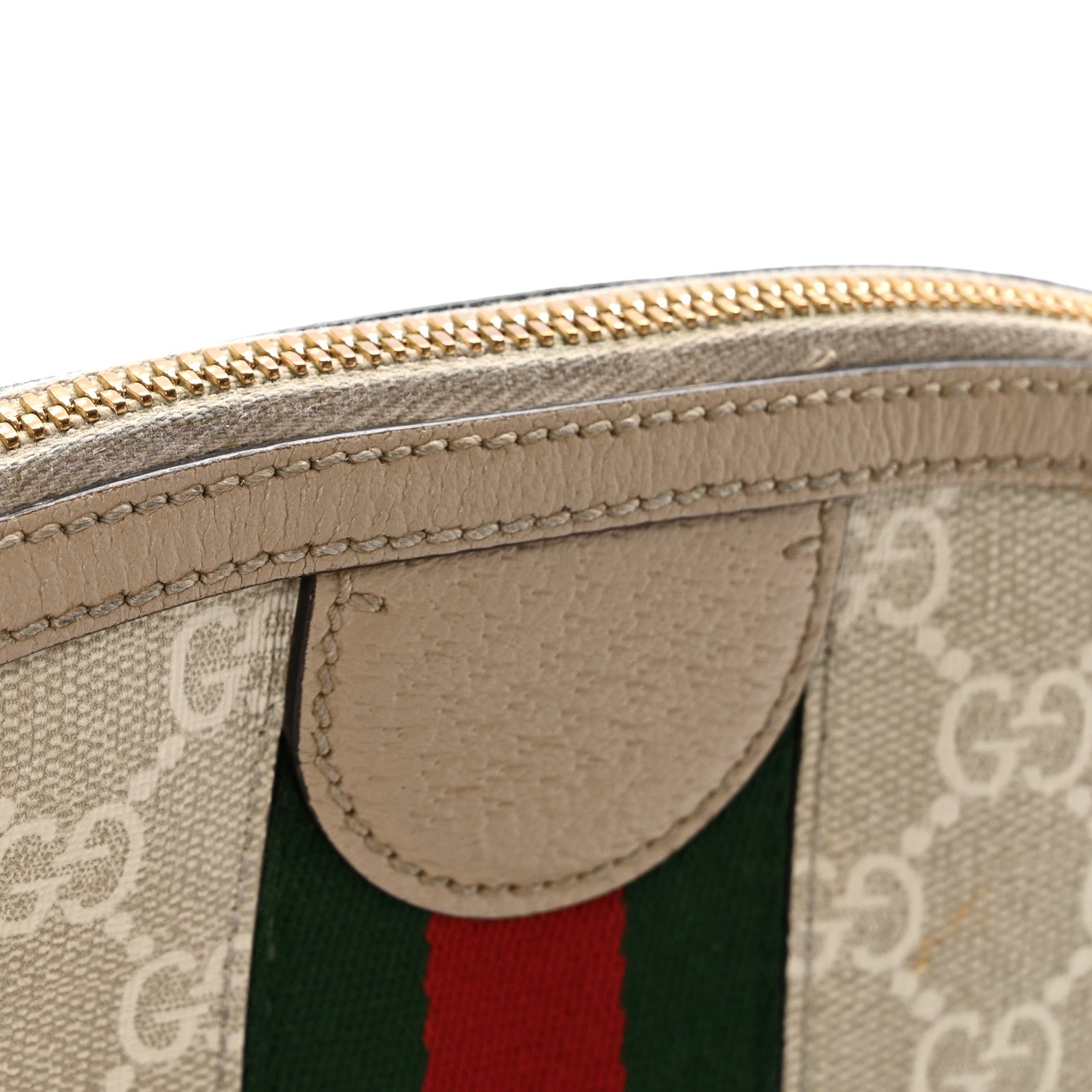 Gucci GG Supreme Monogram Textured Dollar Calfskin Web Small Ophidia Dome Shoulder Beige Mystic White Oatmeal 15 of 16
