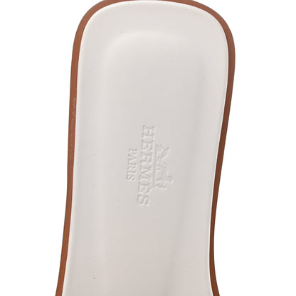 Hermes Box Calfskin Oran Sandals 37 White 7 of 9