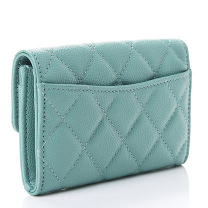 Chanel Caviar Quilted Flap Card Holder Wallet Light Blue 2 of 4