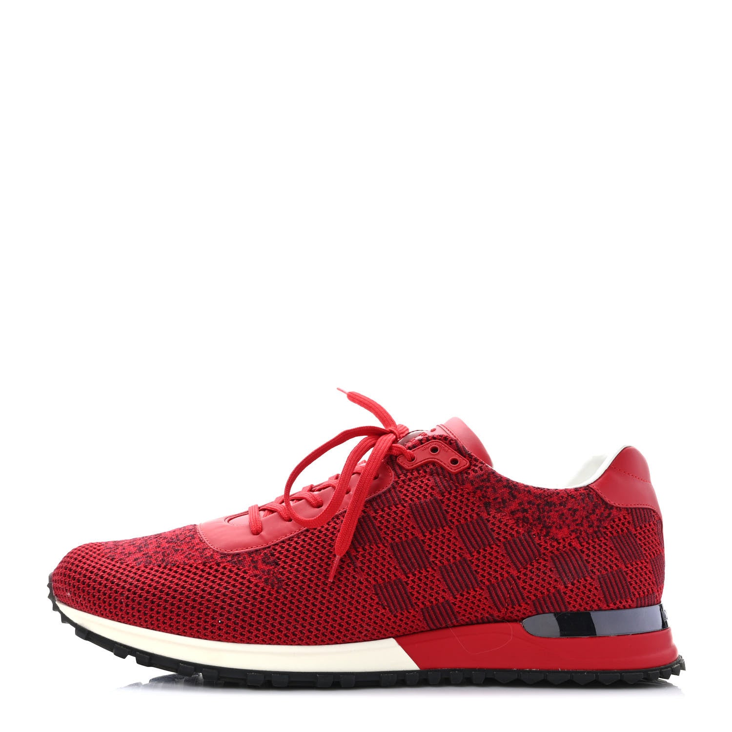 Louis Vuitton Fabric Calfskin Damier Mens Run Away Sneakers 12 Red 1 of 9