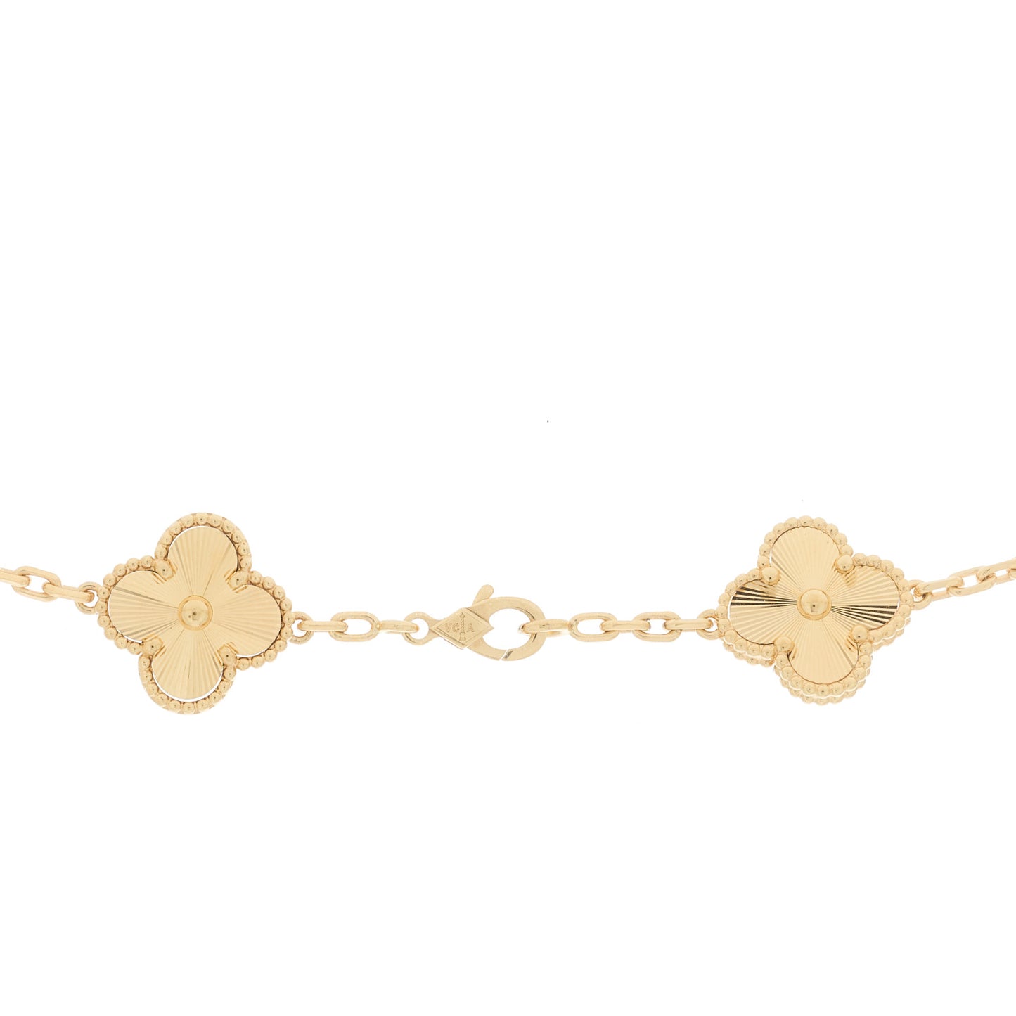 18K Yellow Gold 10 Motifs Guilloche Vintage Alhambra Necklace