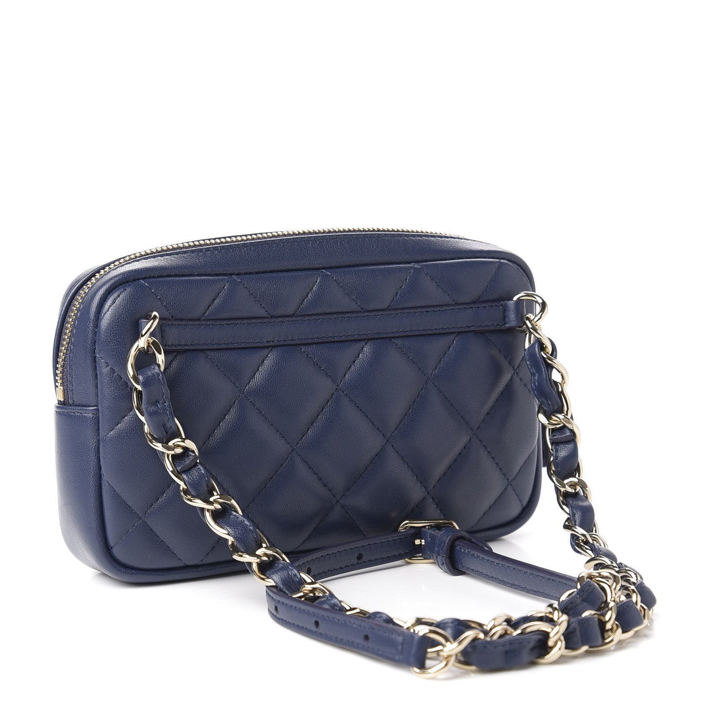 Lambskin Quilted Waist Bag Blue