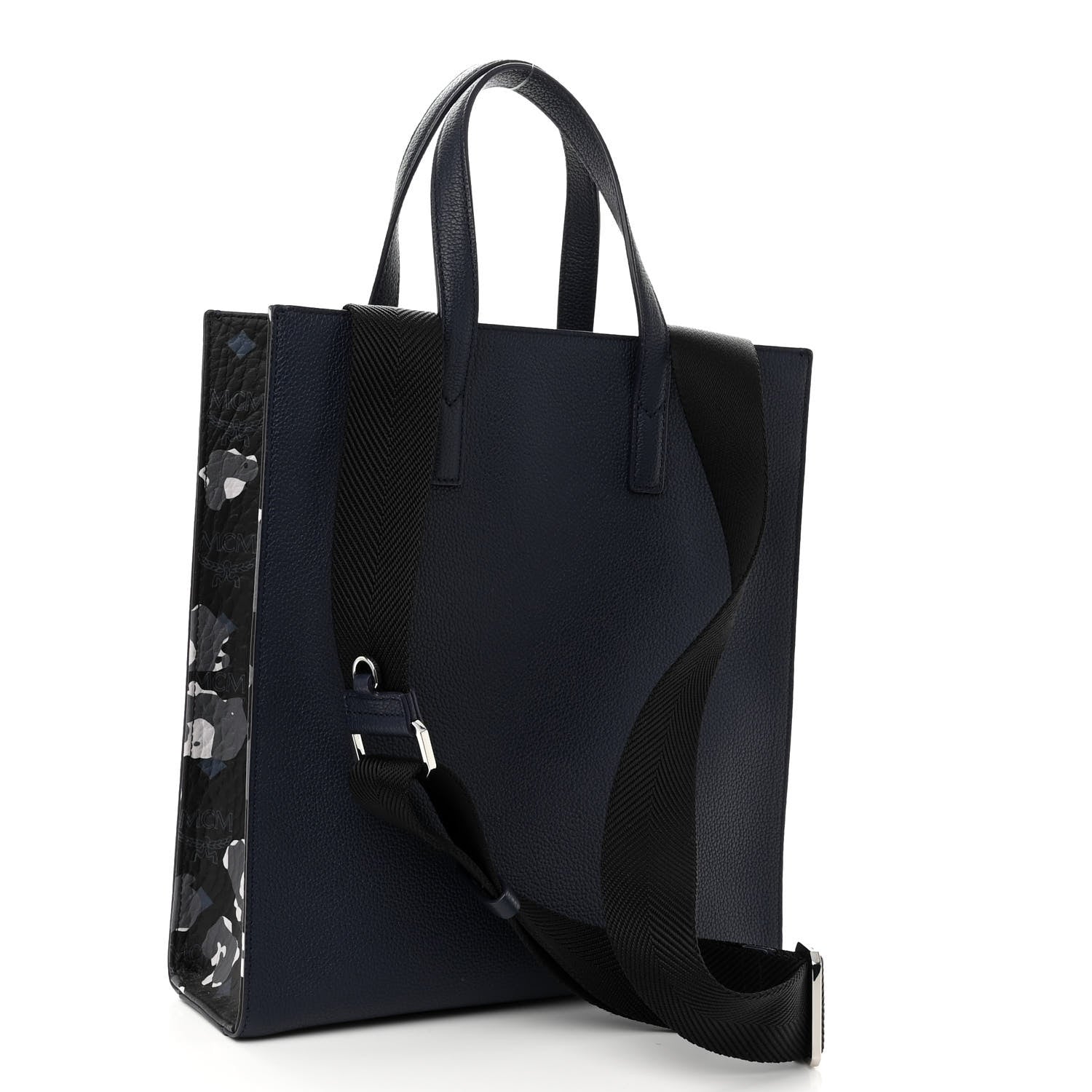 MCM Grained Calfskin Camouflage Small Aren Tote Navy 3 of 9