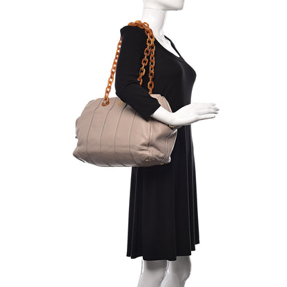 Prada Goatskin Tortoise Chain Tote Pomice 2 of 10