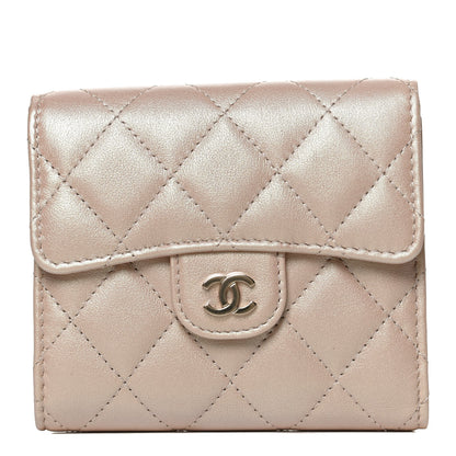 Chanel Iridescent Calfskin Quilted Compact Flap Wallet Beige 1 of 9