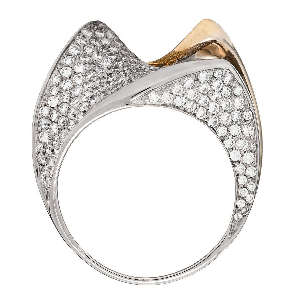 Parker & West by FASHIONPHILE 18K Yellow White Gold Diamond 2.27ctw Pave Cocktail Ring 55 7.25 5 of 10