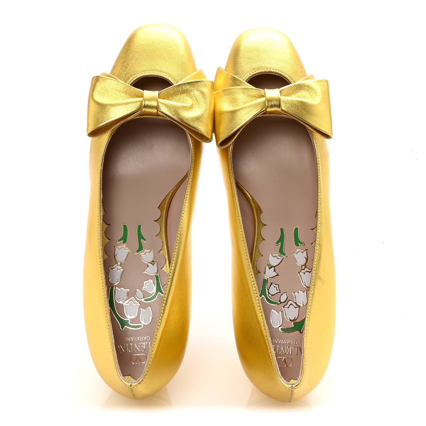 Laminated Nappa Bowow 45mm Pumps 37.5 Antique Gold