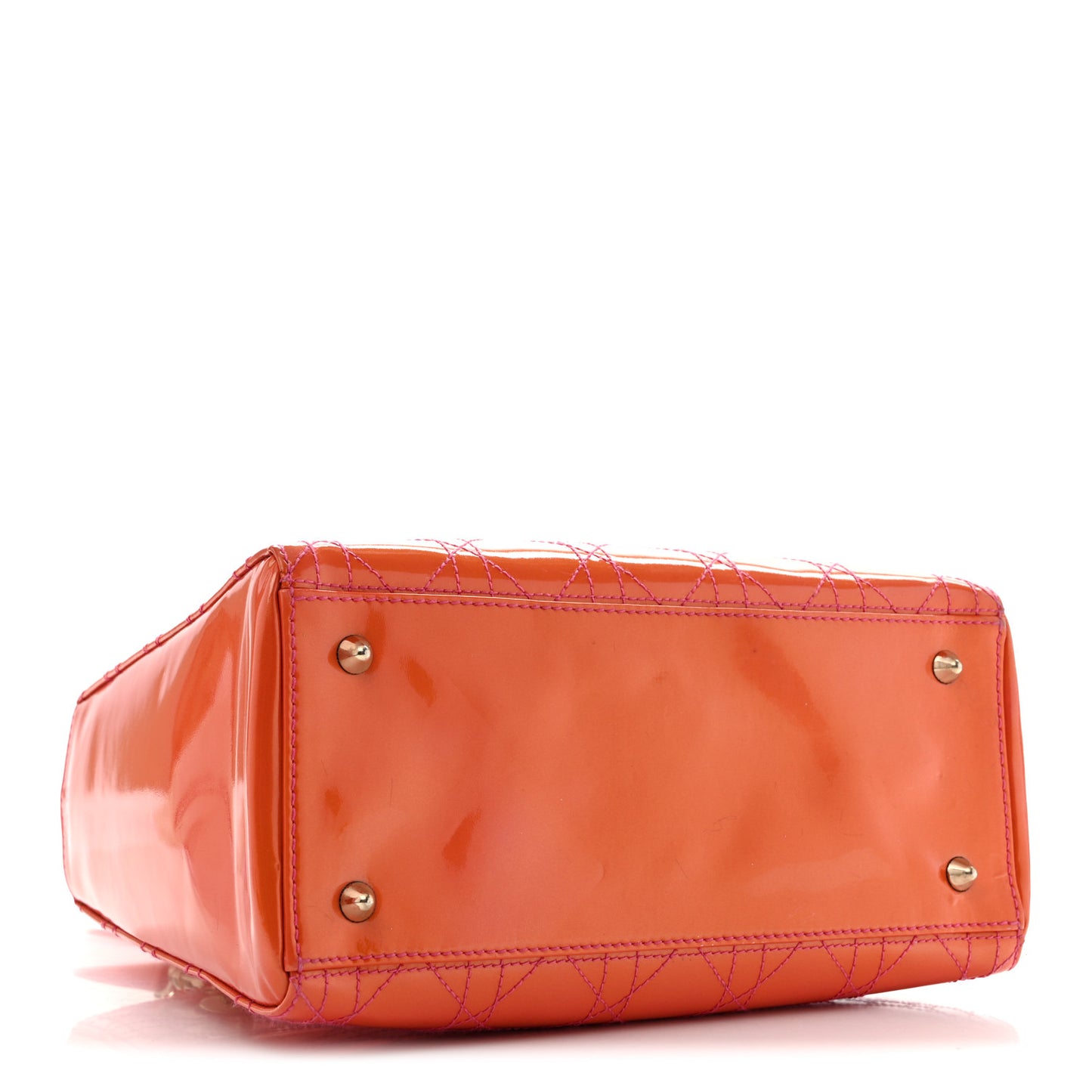 Patent Cannage Stitched Medium Lady Dior Orange