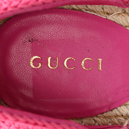 Gucci Cotton Crochet Pearly GG Ankle Wrap Platform Espadrille Wedges 36 Cyclamen Rose 10 of 12
