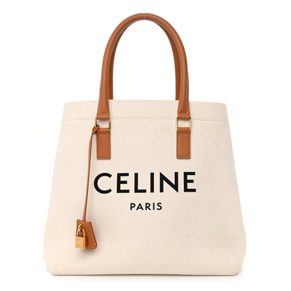 Celine Canvas Calfskin Logo Print Small Horizontal Cabas Natural Tan 1 of 10