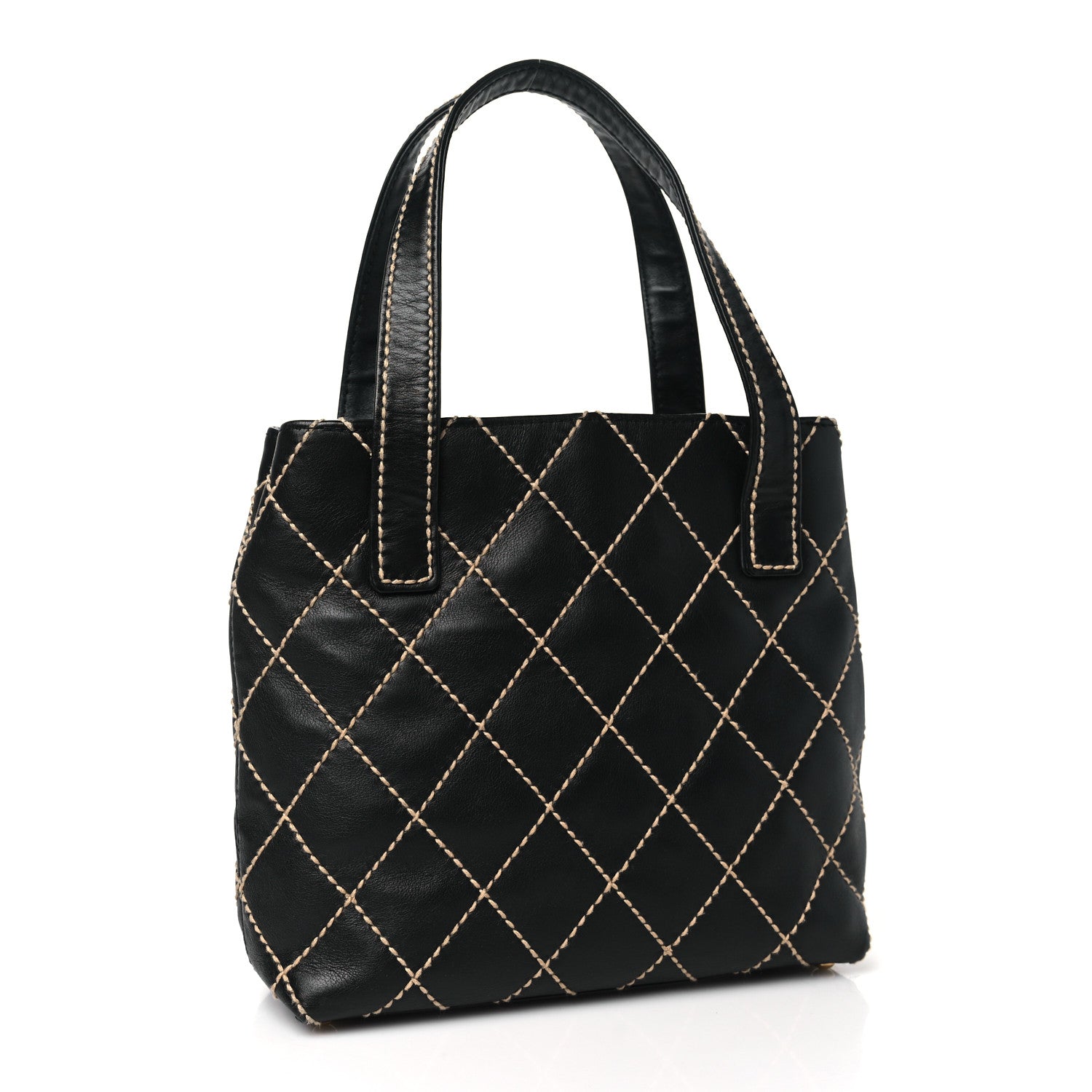 Chanel Calfskin Stitch Small Surpique Tote Black 3 of 10