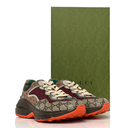 Gucci GG Supreme Monogram Mix Monogram Womens Rhyton Sneakers 37 Bordeaux Beige Ebony 8 of 8