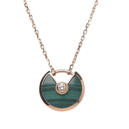 Cartier 18K Pink Gold Diamond Malachite XS Amulette de Cartier Pendant Necklace 4 of 7