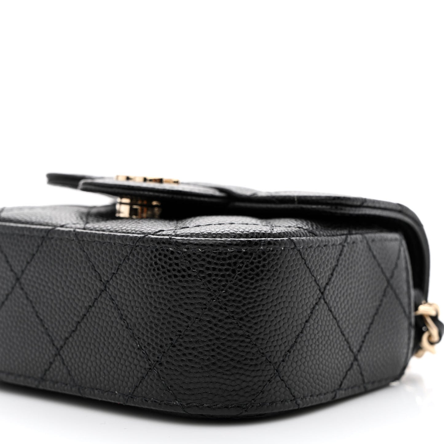 Caviar Quilted Mini Clutch With Chain Black